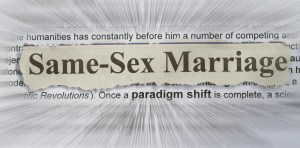 same sex marriage concept with text radial blurr