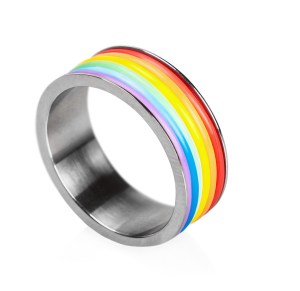 Ring gay rainbow isolated on a white background. Shallow depth of field, focus on the color of the top ring