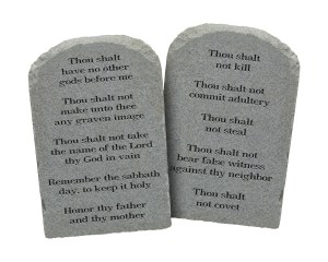 Moses Ten Commandments Stones Isolated on White Background.